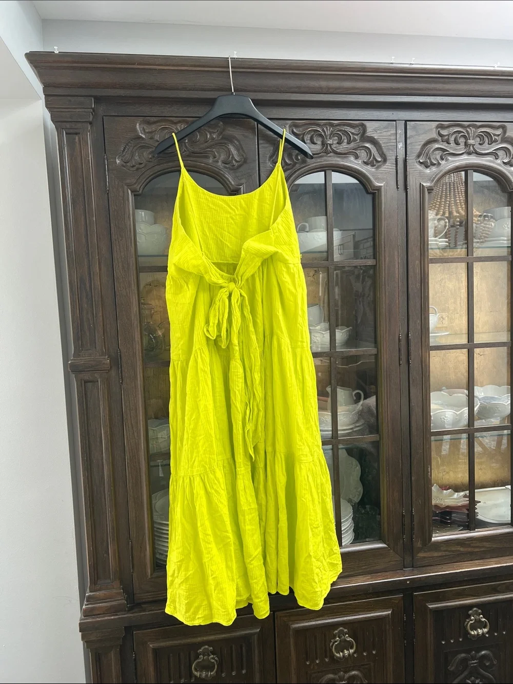 J. Crew Women’s Bright Yellow Tiered Spaghetti Strap Dress